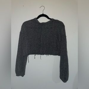 dark grey cropped long sleeve sweater